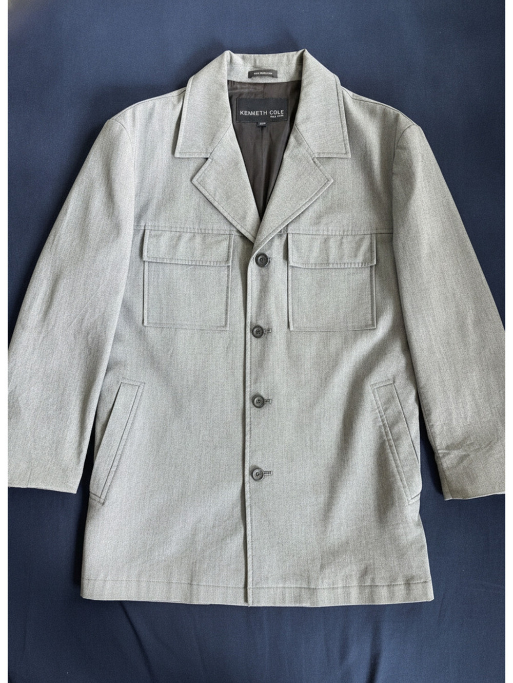 Kenneth Cole Gray Mid-Length Button Front Coat Jacket